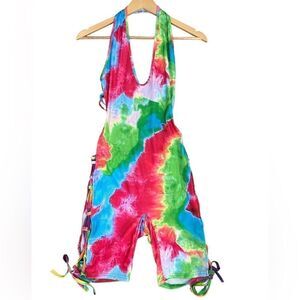 Colorful Tie-Dye Halter Romper